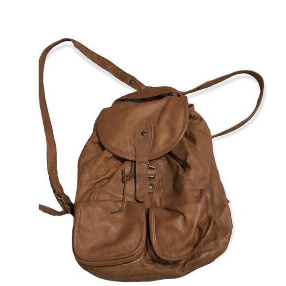 Vintage 1980's Vera Pelle Brown Leather Backpack - Picture 6 of 8